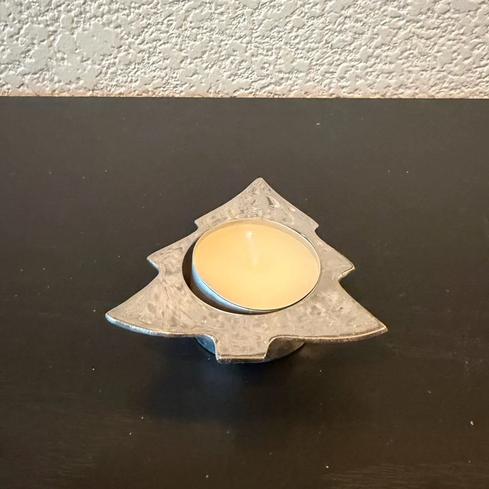 Restoration Hardware Silver Plated Holiday Evergreen Votive Holder